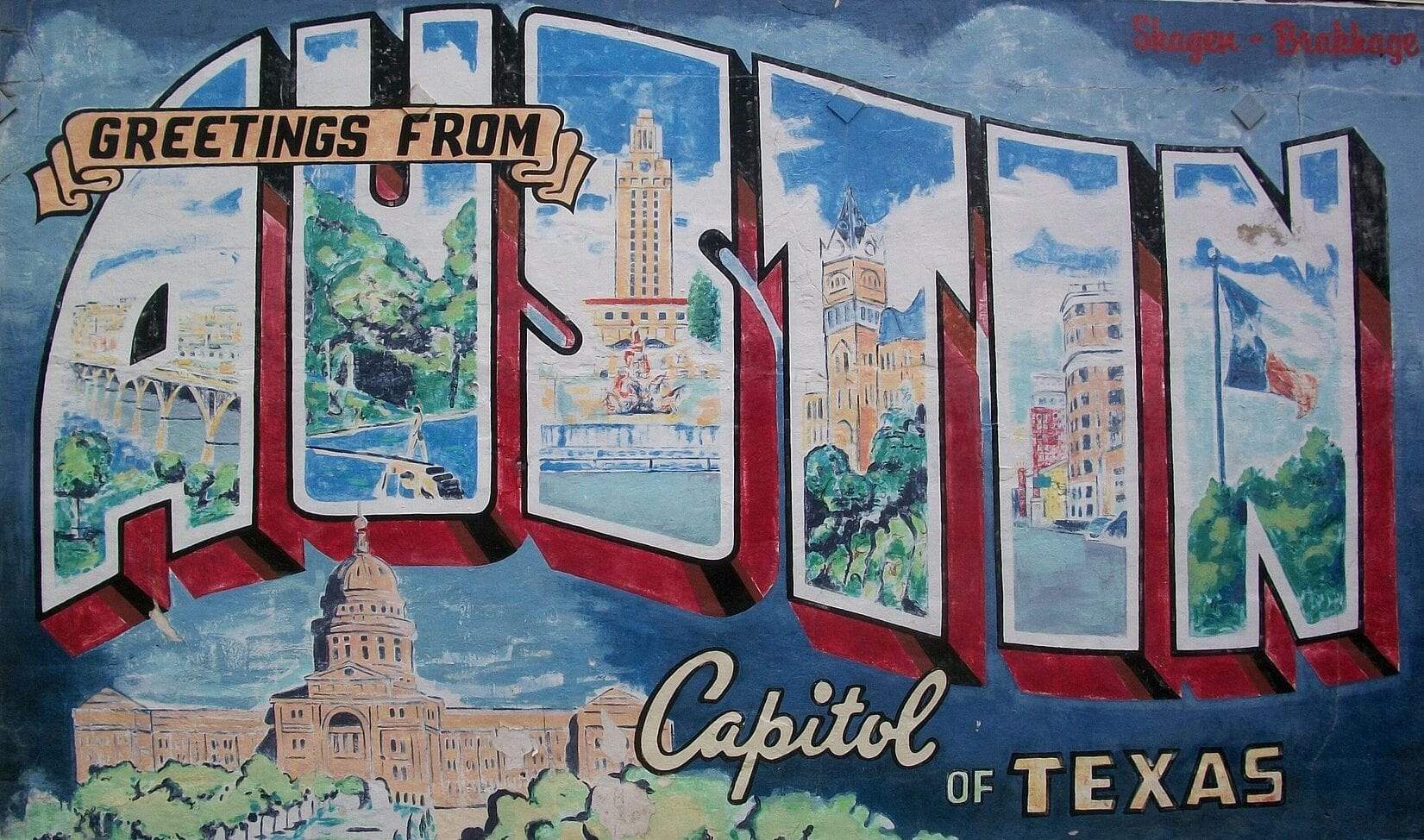 Greetings from Austin, Texas mural